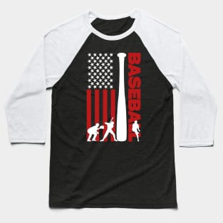 USA Flag Baseball Player Silhouette Baseball T-Shirt